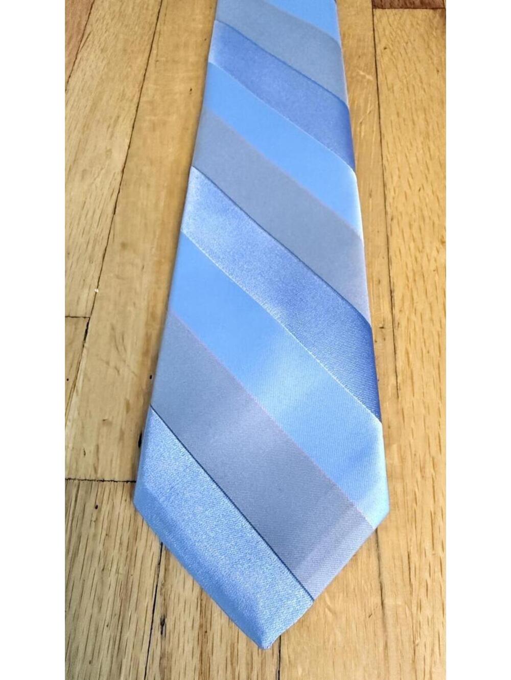 Yves Saint Laurent Mens Tie Blue Silver Diagonal Stripe Designer Necktie